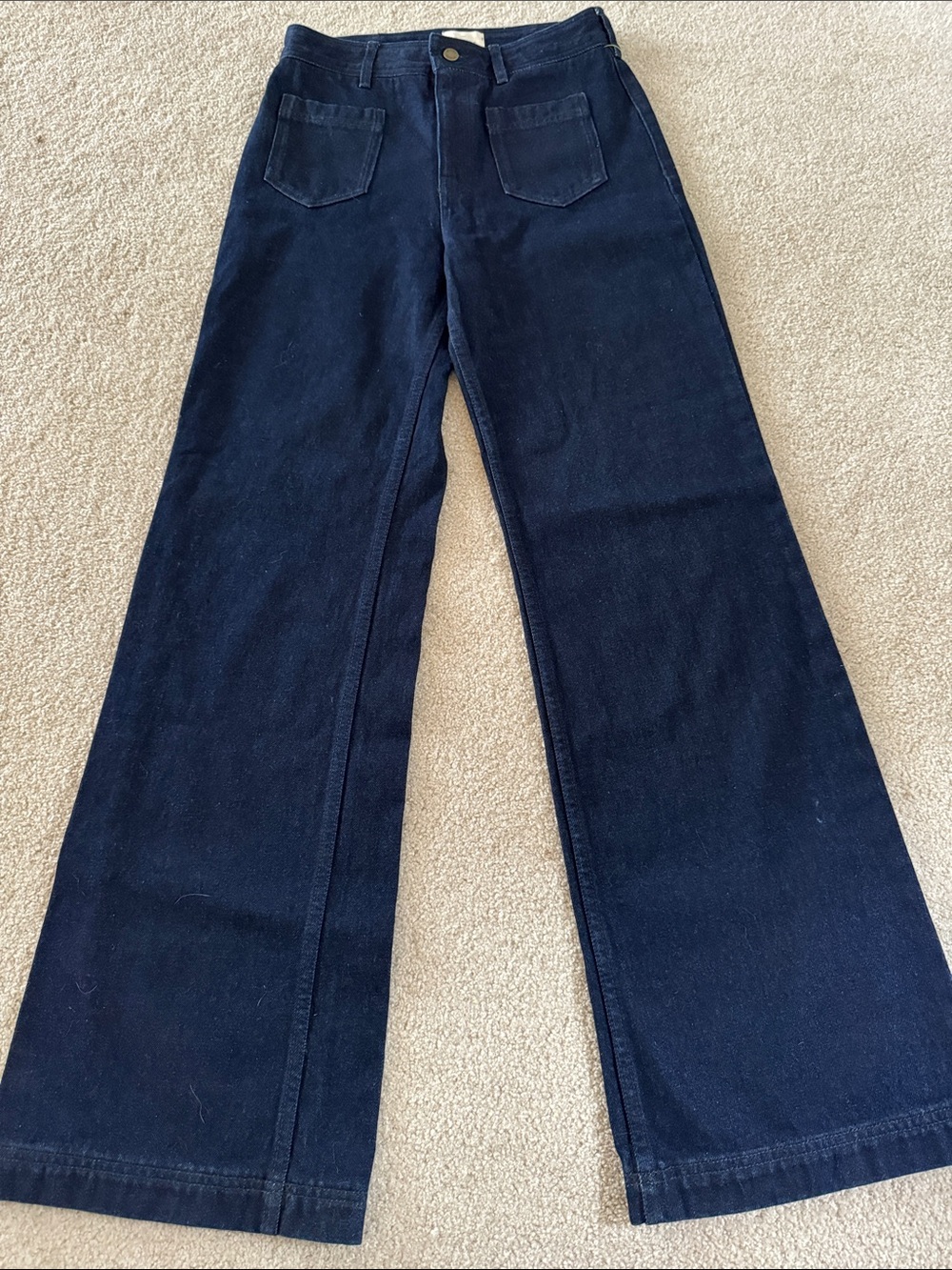 Sezane Navy Wide-Leg Jeans